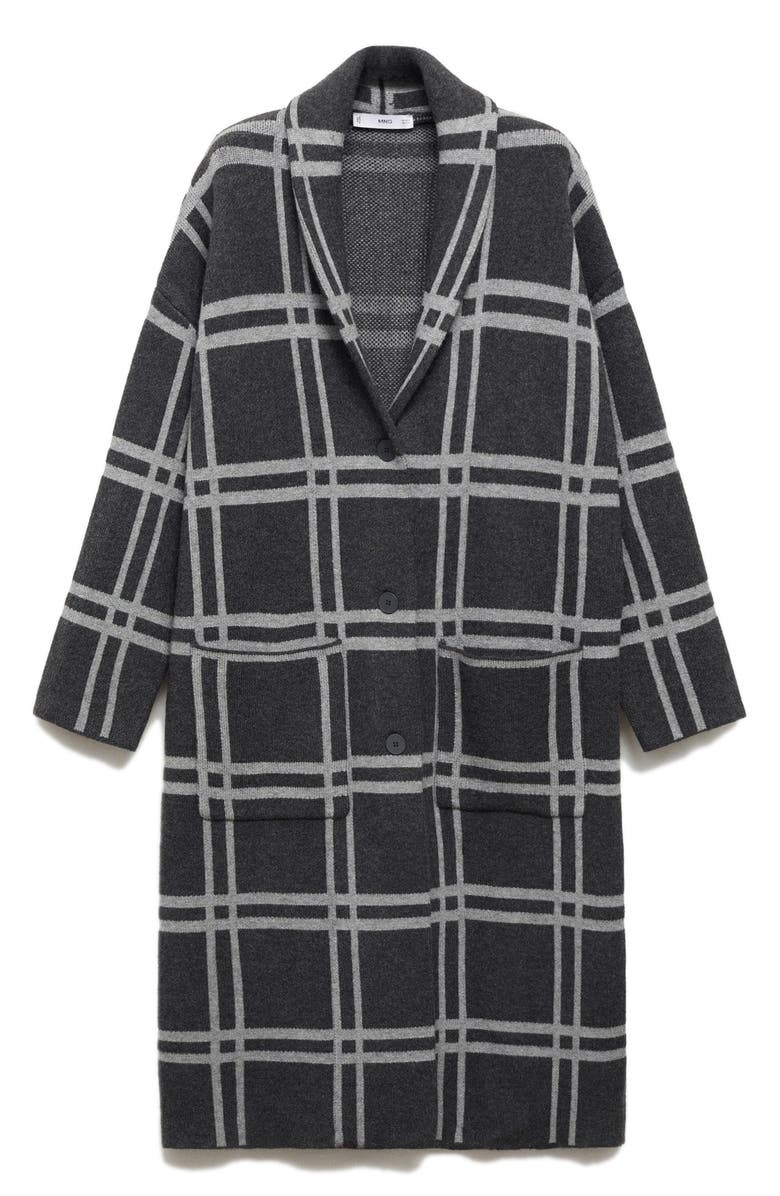 MANGO Plaid Sweater Coat, Main, color,