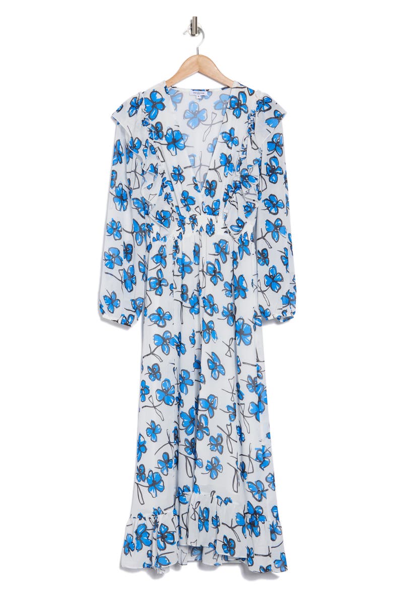 Floral Long Sleeve Maxi Dress, Alternate, color, BLUE FLORAL