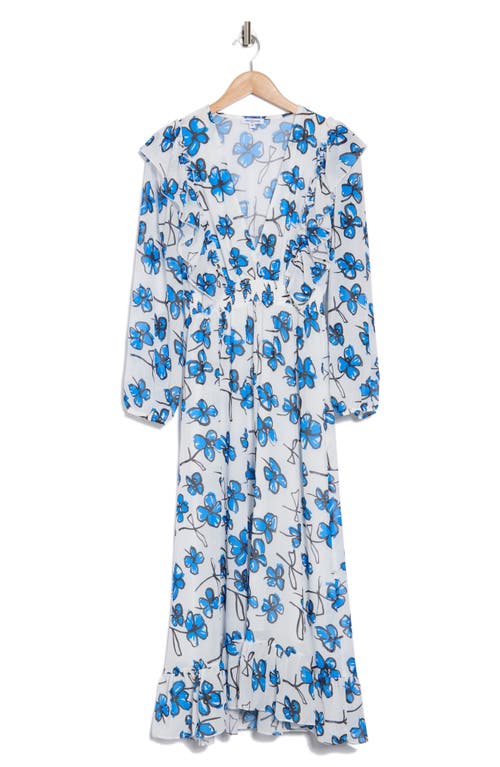Area Stars Floral Long Sleeve Maxi Dress In Blue Floral