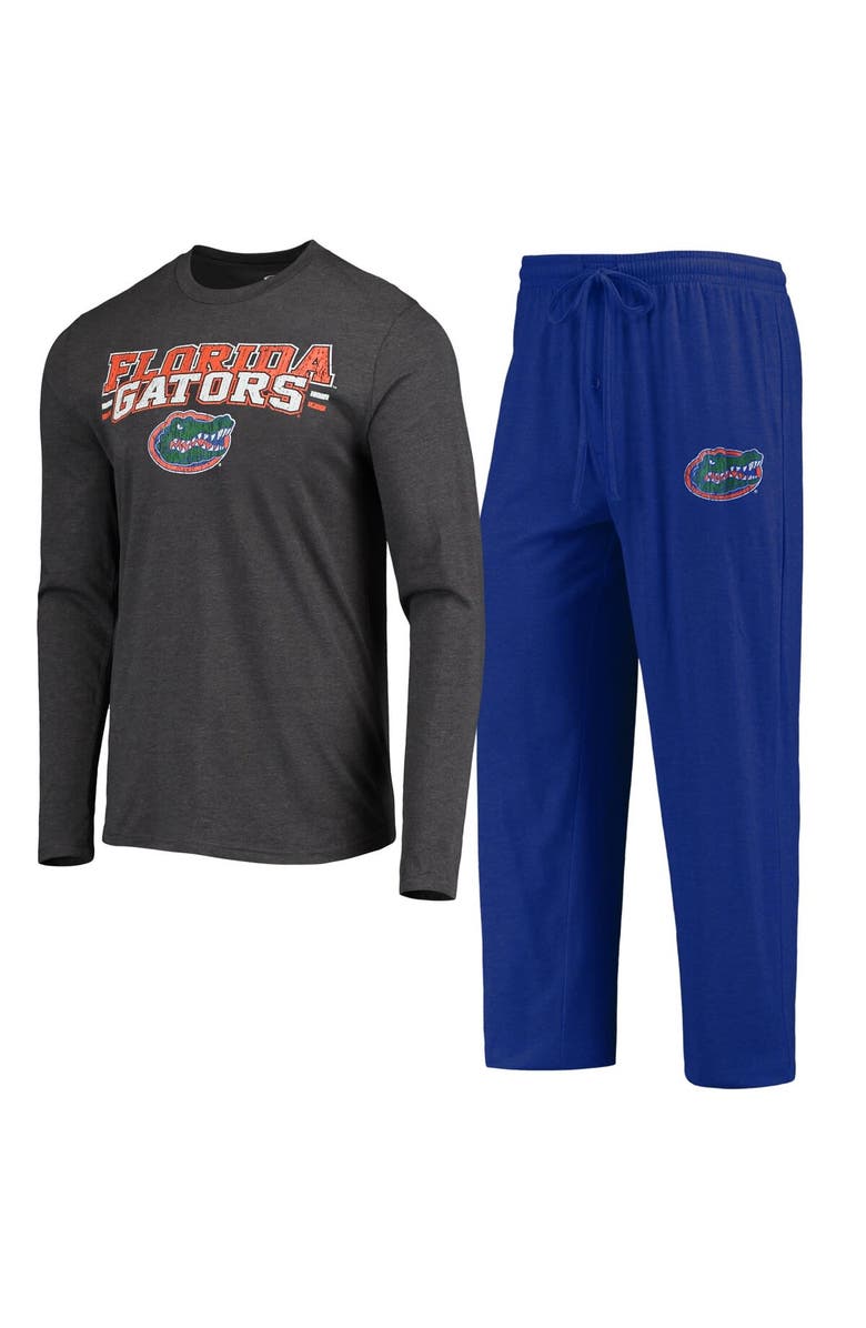 CONCEPTS SPORT Men's Concepts Sport Royal/Heathered Charcoal Florida Gators Meter Long Sleeve T-Shirt & Pants Sleep Set, Main, color,
