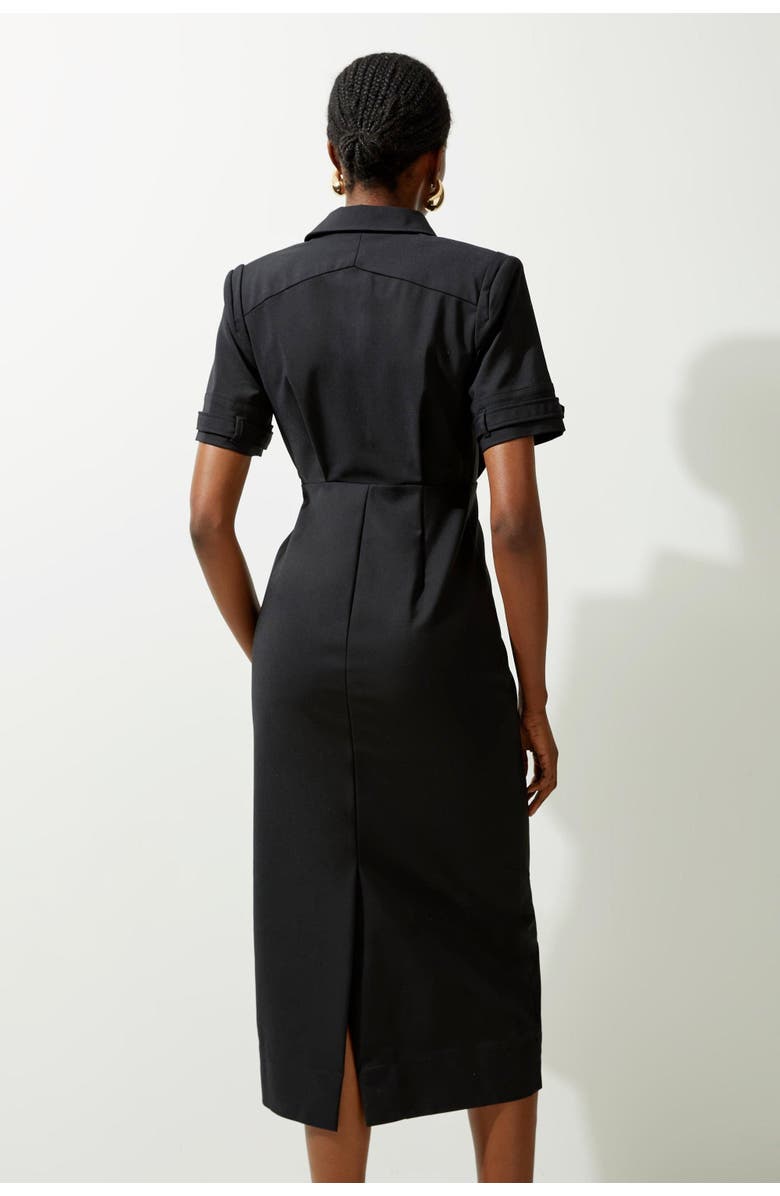 Karen Millen Techno Shirt Dress With Gold Hardware, Alternate, color, Black