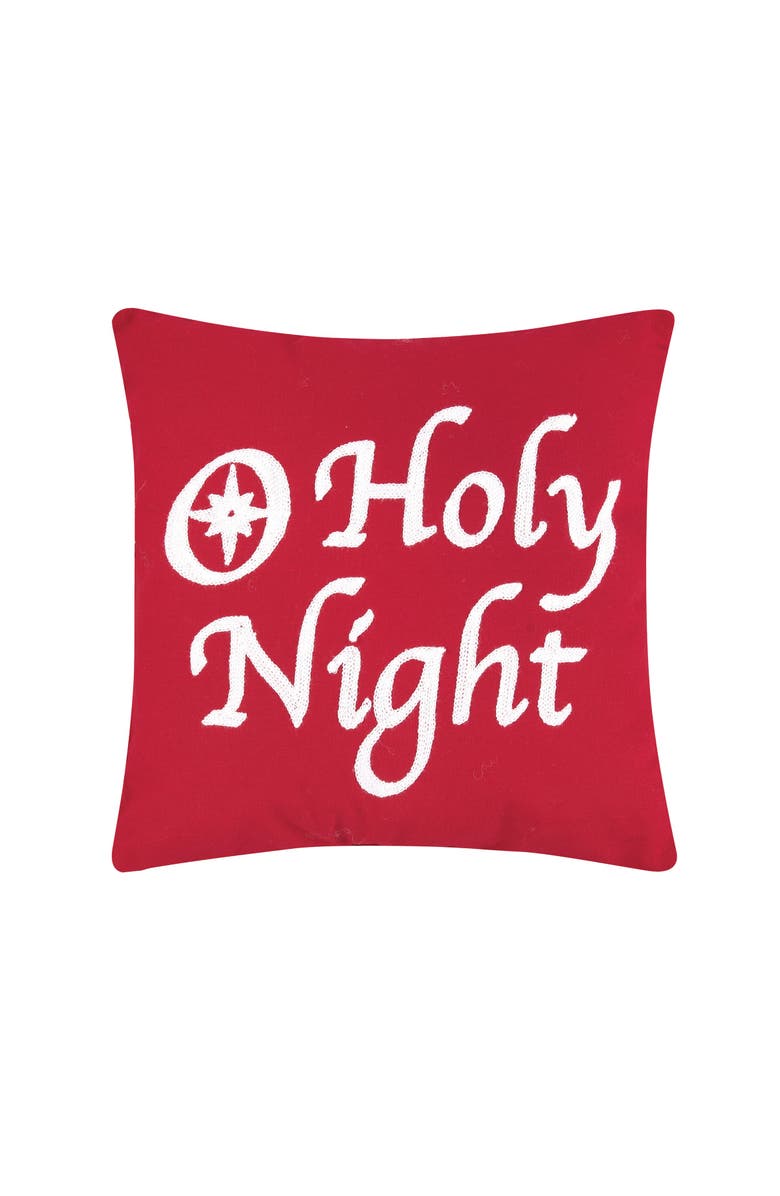 C&F Home "O Holy Night" Christmas Mini Cotton Blend Red Accent Pillow 14" x 14", Main, color, Red