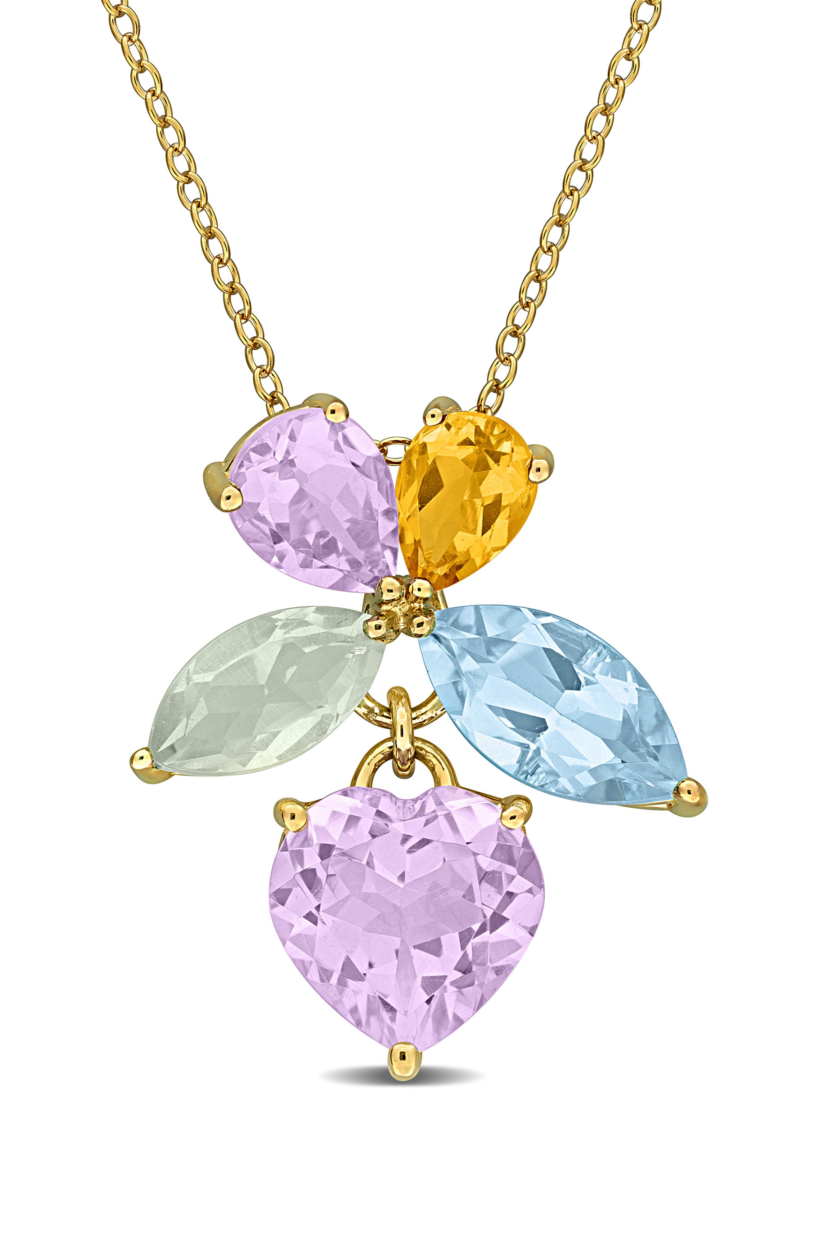 DELMAR Semiprecious Stone Cluster Pendant Necklace