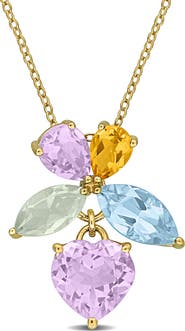 DELMAR Semiprecious Stone Cluster Pendant Necklace