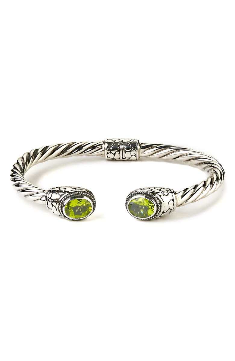 SAMUEL B. Sterling Silver Oval Peridot Hinged Bangle, Main, color,