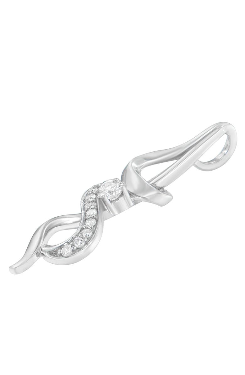 Haus of Brilliance Espira 10K White Gold 1/5 cttw Round Cut Diamond Swirl Pendant Necklace, Alternate, color, White