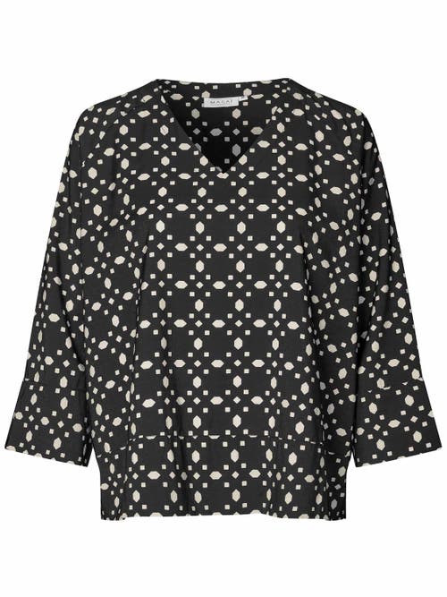 Masai Copenhagen Mabenika 3/4 Sleeve V-neck Blouse In Black