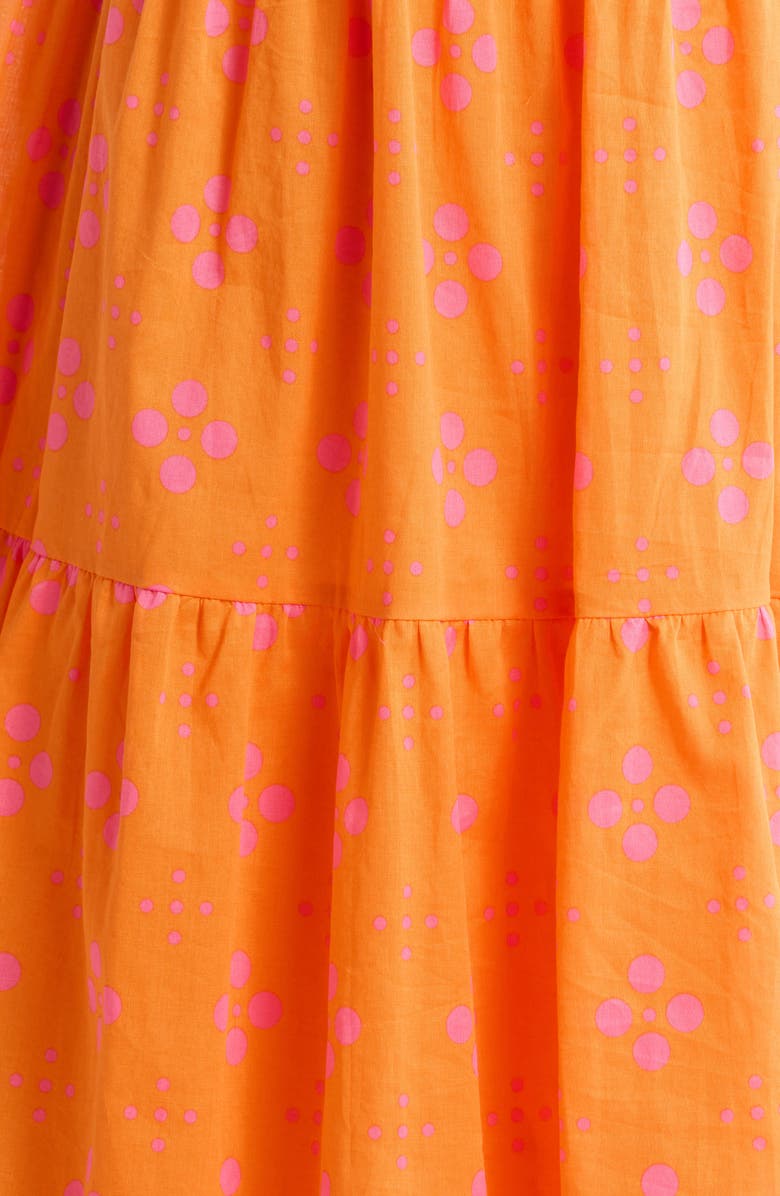 SUGARLIPS Donna Dot Mirna Tiered Midi Dress, Alternate, color, Orange-Pink