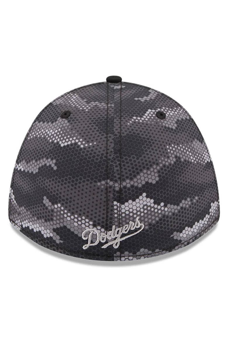 Men's New Era Black Los Angeles Dodgers Camo 39THIRTY A-Frame Flex Hat, Alternate, color, Black