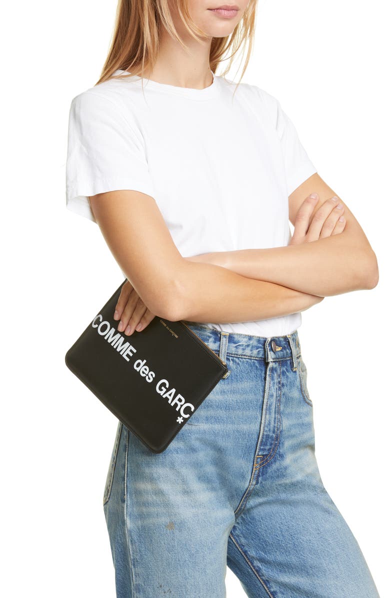 Comme des Garçons Wallets Comme des Garçons Huge Logo Large Zip Pouch, Alternate, color, 