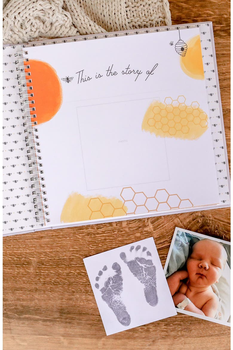 'Baby's First Year' Honey Bee Memory Book, Alternate, color, STONE