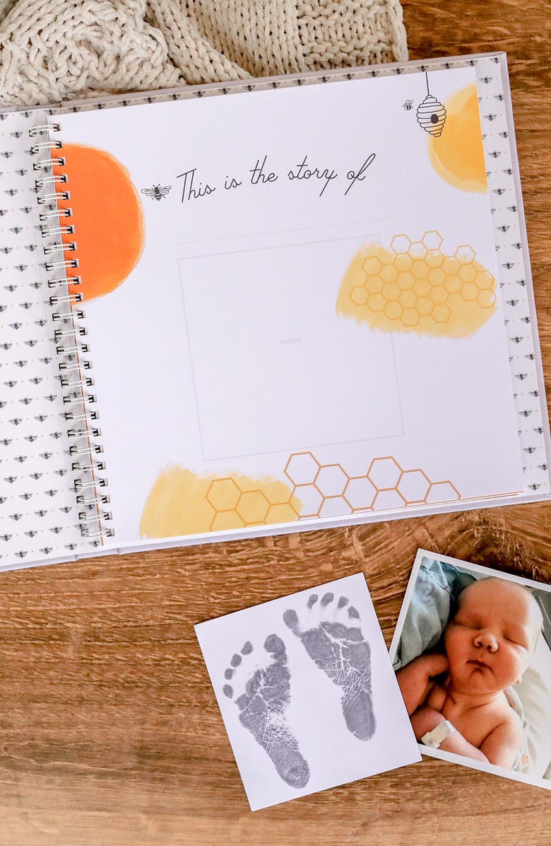 Lucy Darling 'Baby's First Year' Honey Bee Memory Book, Alternate, color, Stone
