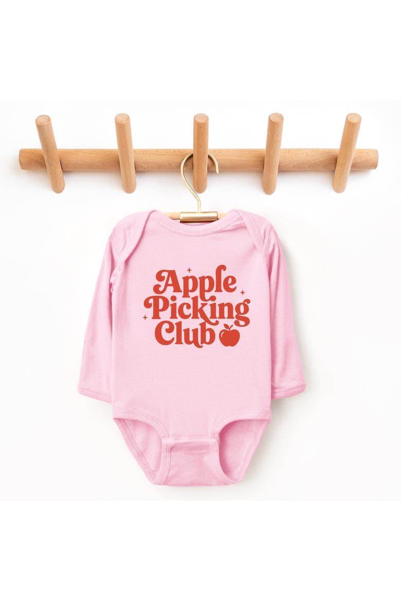 Apple Picking Club Stars Infant Long Sleeve Bodysuit, Alternate, color, Pink