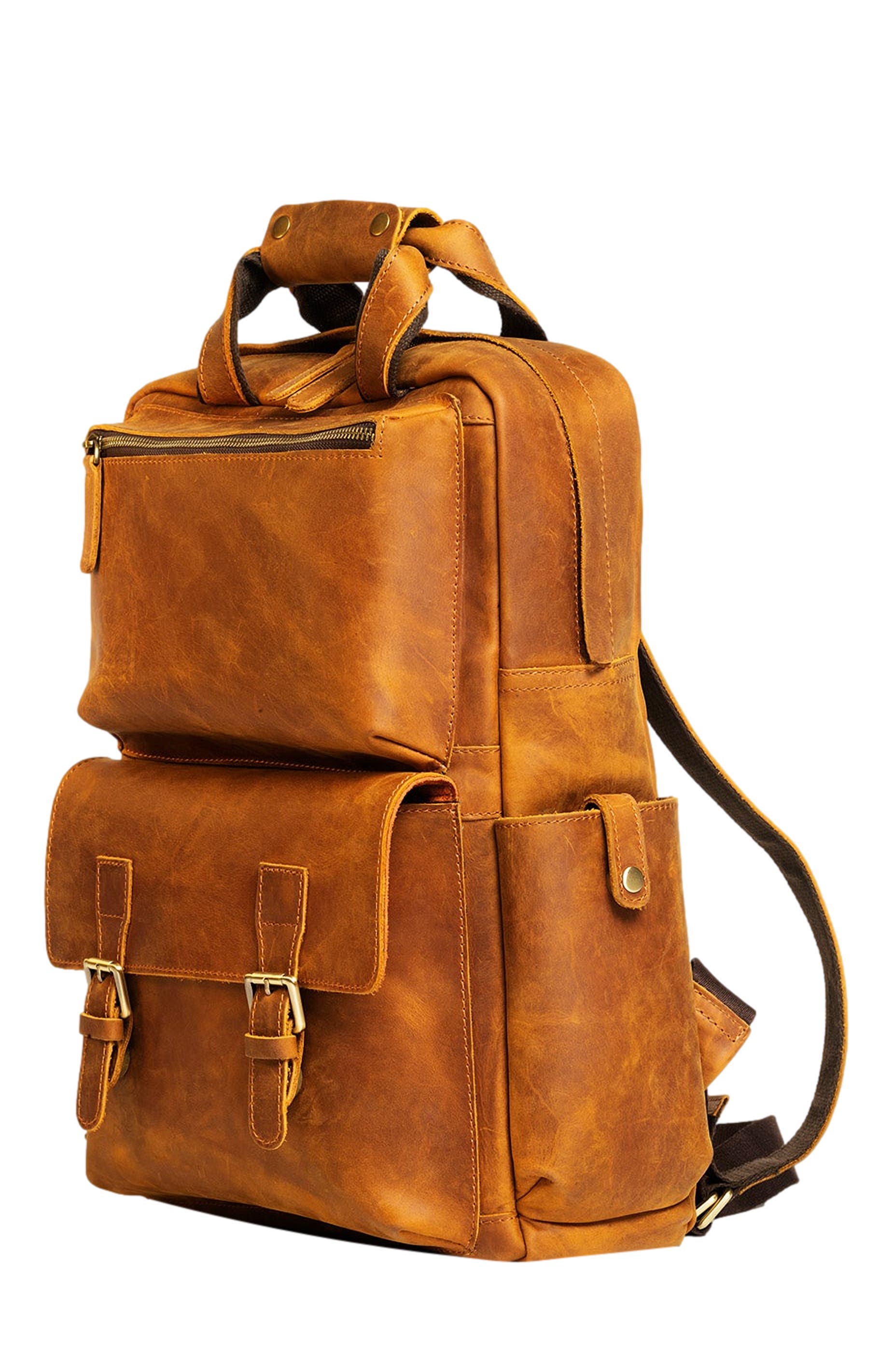 STEEL HORSE LEATHER The MANN Bag | Large Capacity Leather Camera Backpack, Alternate, color, Brown