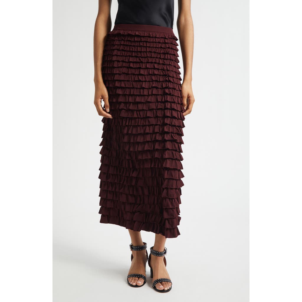 Ulla Johnson Mimi Ruffle Midi Skirt In Burgundy