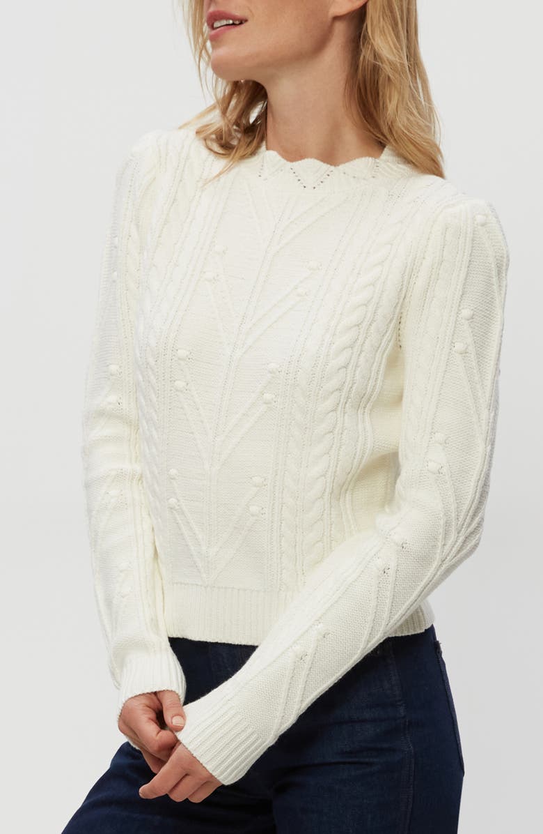 Michael Stars Pia Puff Shoulder Cable Stitch Sweater, Alternate, color,