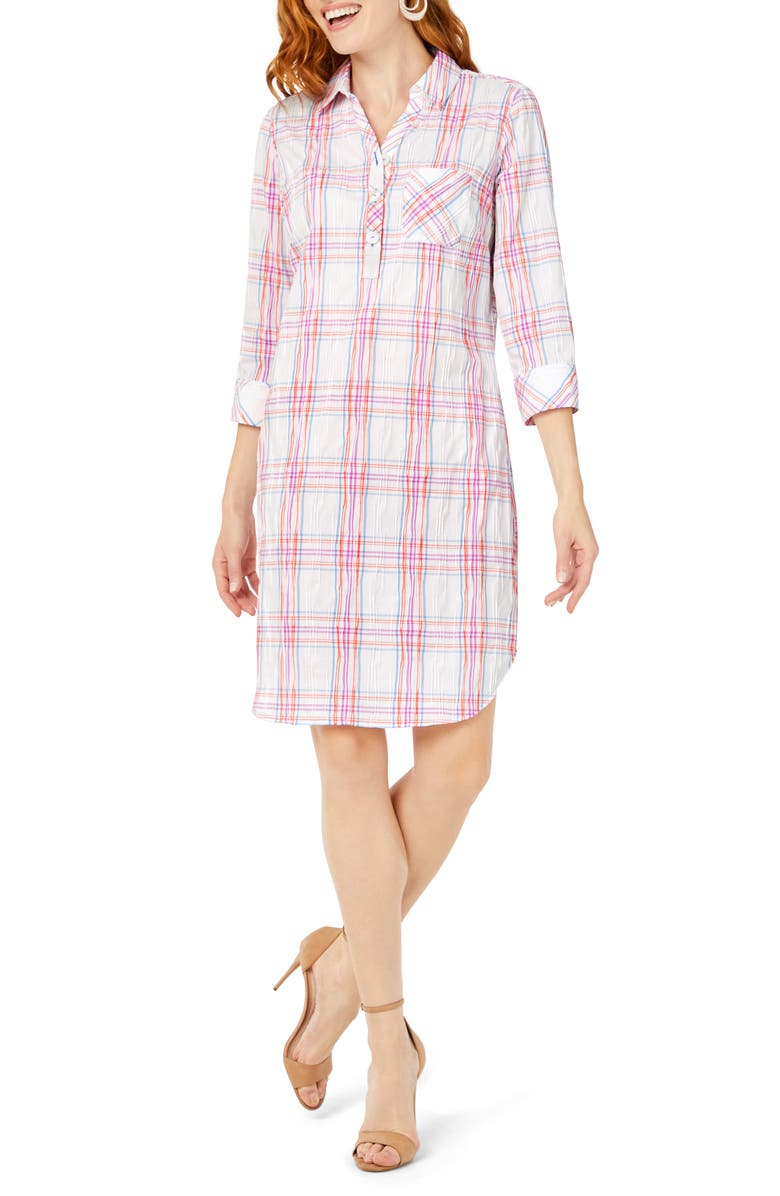 Foxcroft Delaney Crinkle Shirtdress, Main, color, 