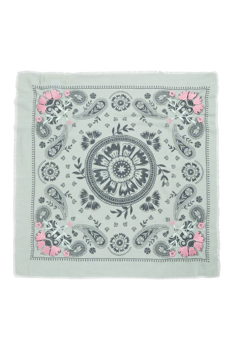 Floral Embroidered Bandana, Alternate, color, SAGE REGALIA