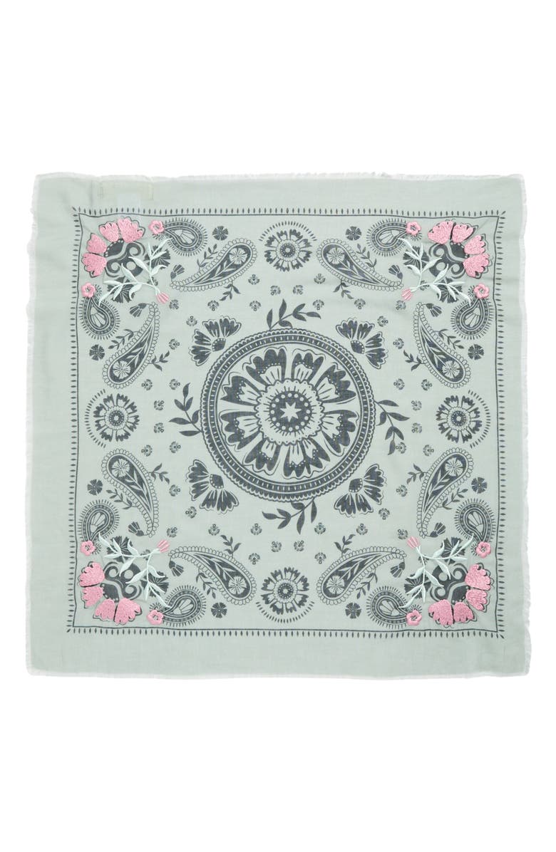 Treasure & Bond Floral Embroidered Bandana, Alternate, color, Sage Regalia