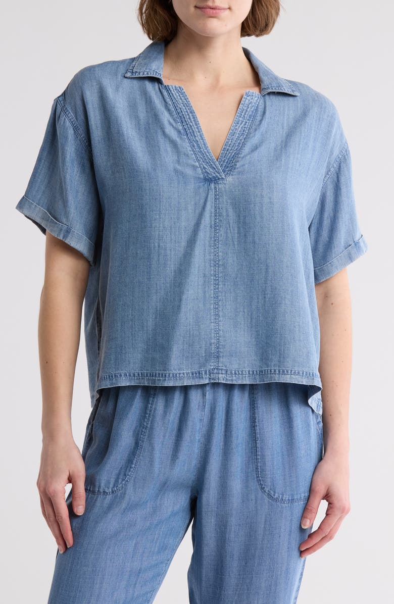 Splendid Chambray Polo Top, Main, color,