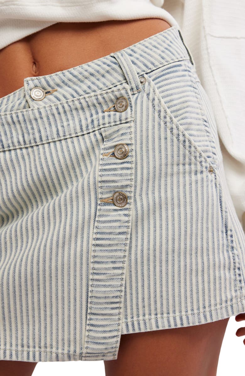 Free People Wynne Railroad Stripe Wrap Denim Miniskirt, Alternate, color, Indigo Railroad