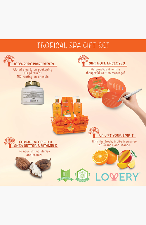 Lovery Home Spa Gift Basket In Orange & Mango