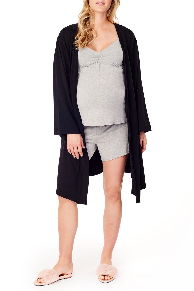 Ingrid & Isabel® Lounge Maternity Robe, Alternate, color, JET BLACK