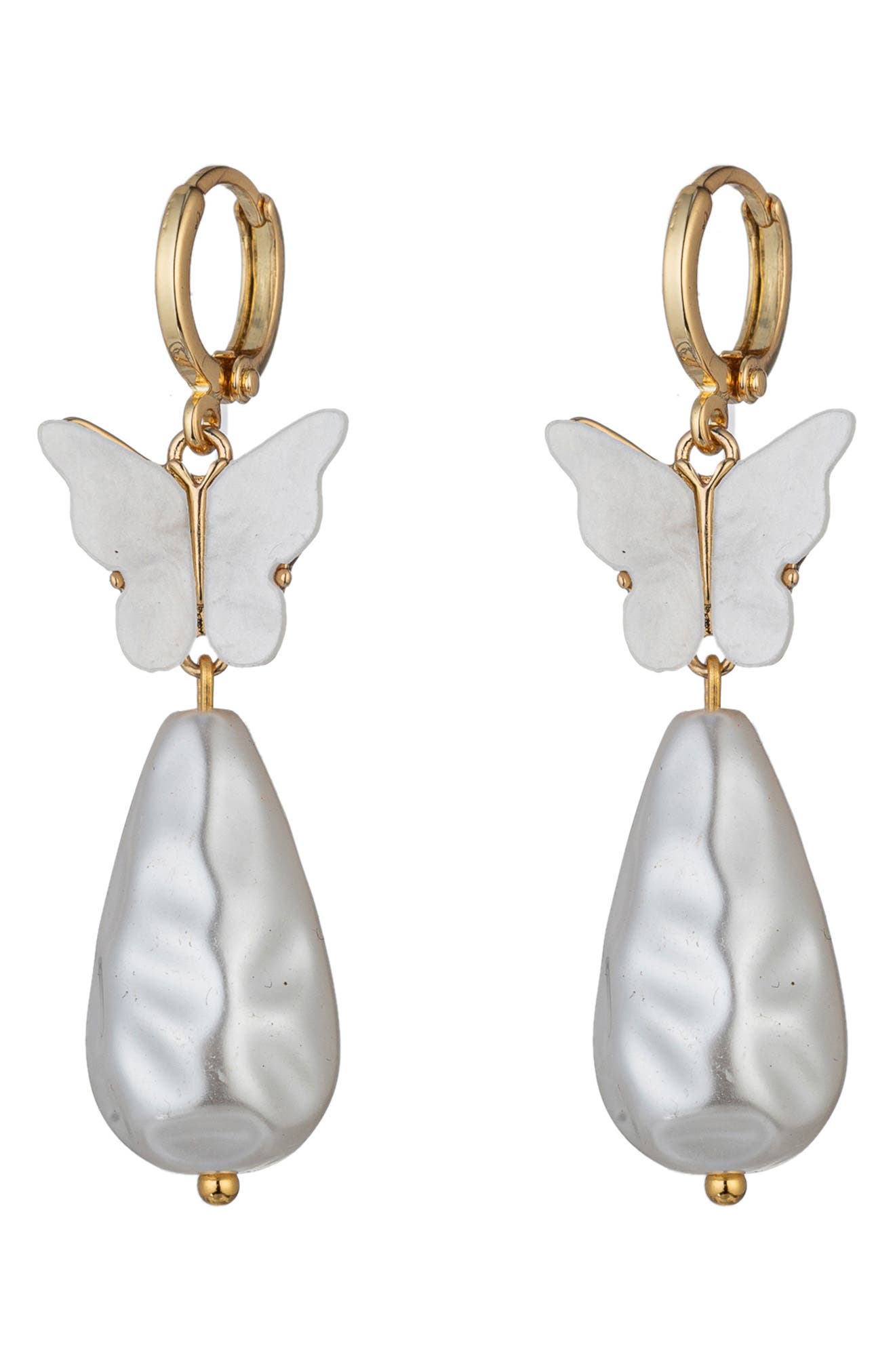 EYE CANDY LOS ANGELES Manon Butterfly Shell Pearl Drop Earrings