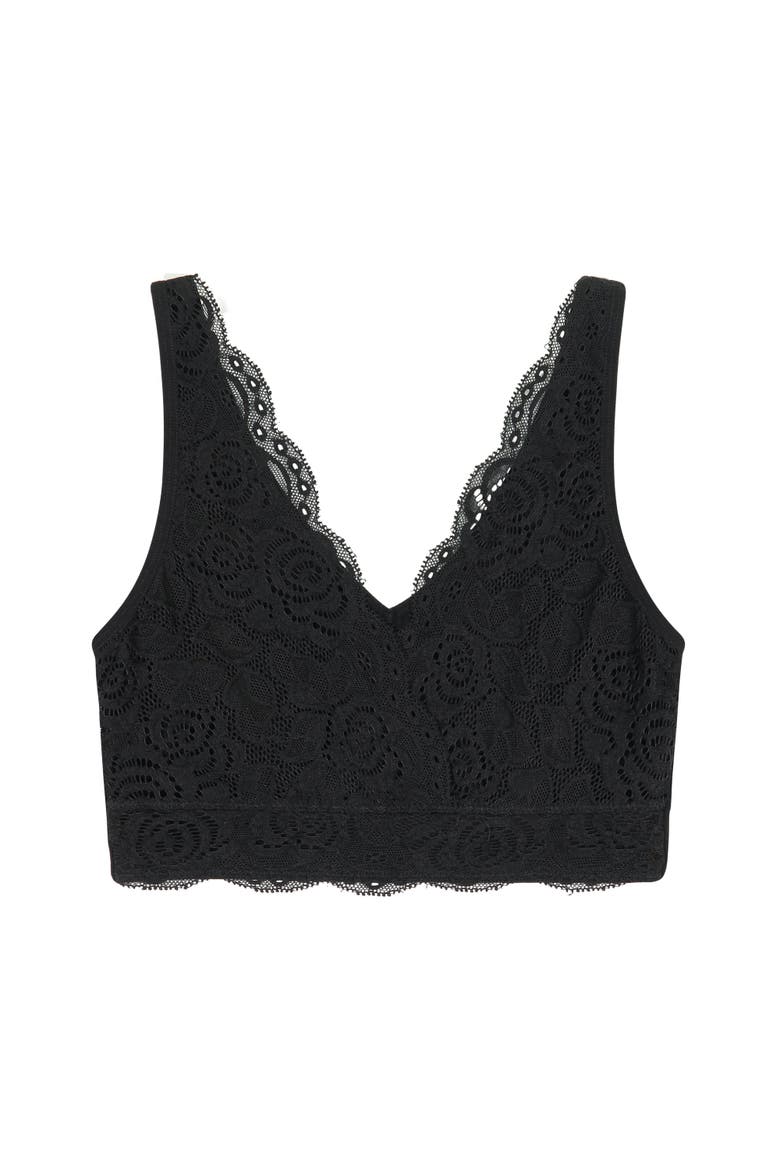 Soft V Lace Reversible Bralette, Main, color, Black