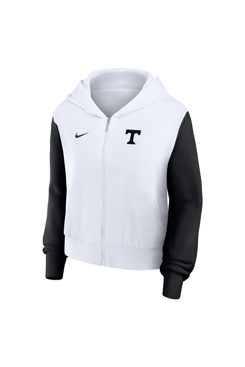Women's Nike White Tennessee Volunteers Cropped Beyond Capability Color-Block Script Full-Zip Hoodie, Alternate, color, White