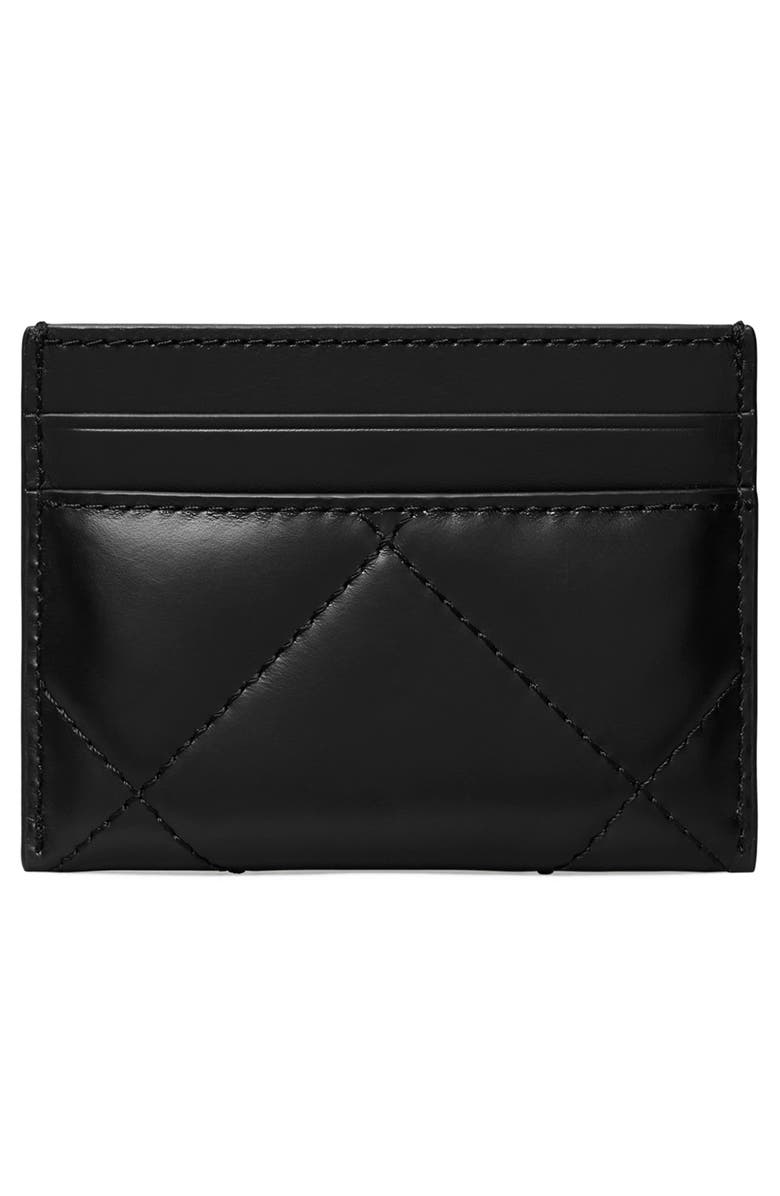 Tory Burch Kira Diamond Quilted Leather Card Case, Alternate, color, Black