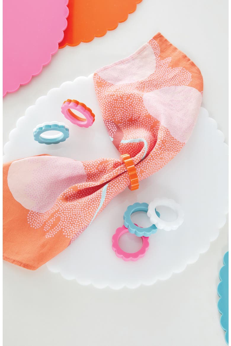 Set of 4 Napkin Rings, Alternate, color, ORANGE