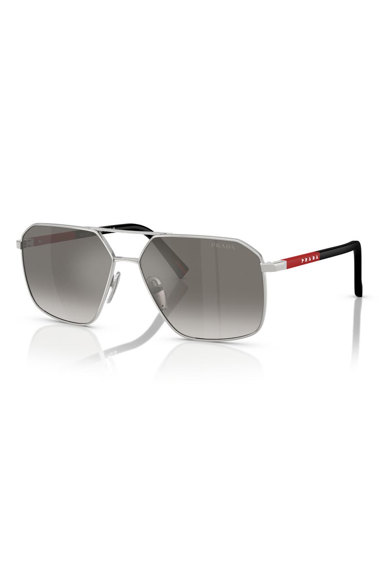 Prada 60mm Mirrored Pilot Sunglasses, Alternate, color,
