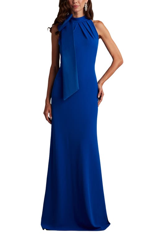 Tadashi Shoji Bow Neck Gown In Blue