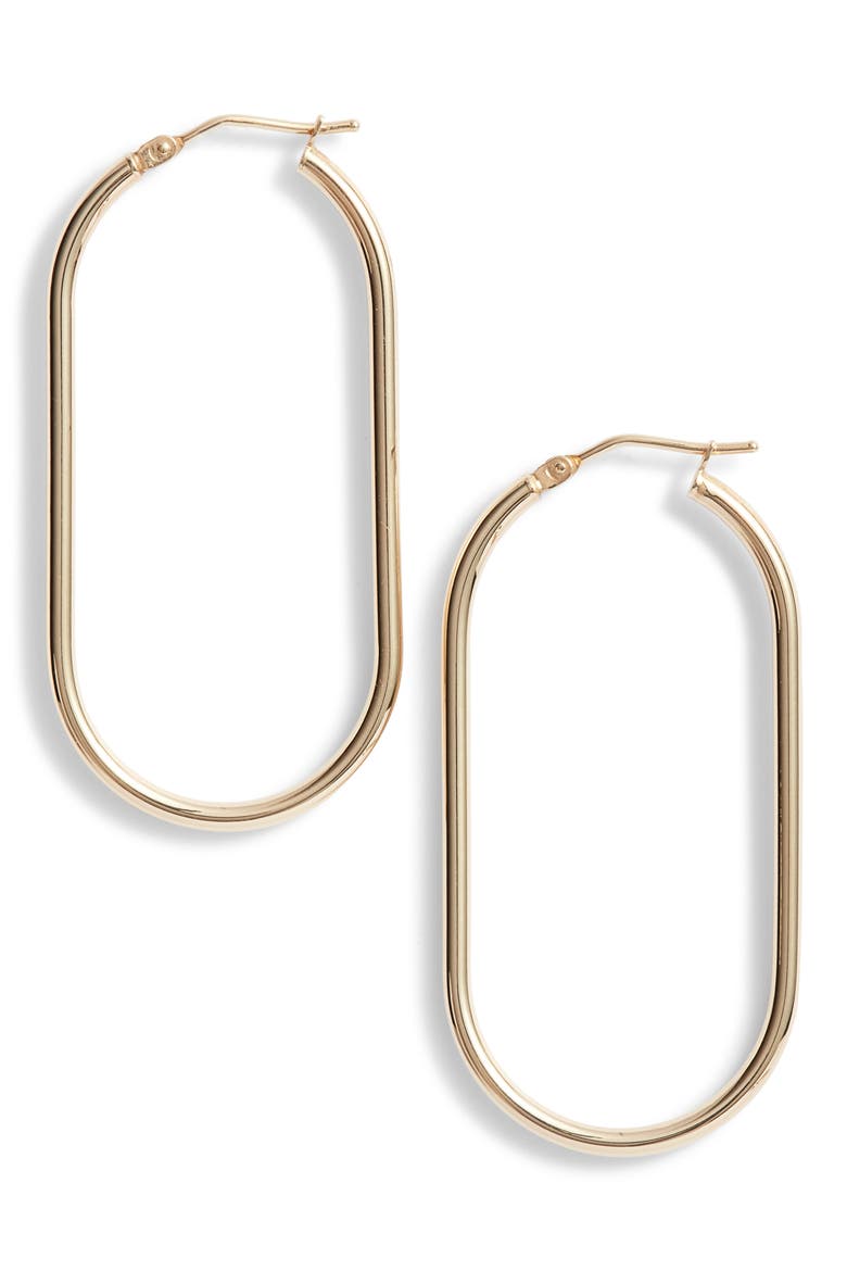 14K Gold Oblong Hoop Earrings (Nordstrom Exclusive), Main, color, YELLOW GOLD/ DIA