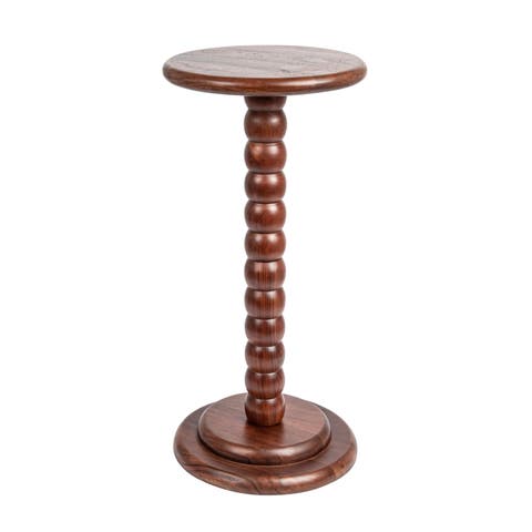 Stacked Pedestal Cocktail Side Table, Dark Chestnut