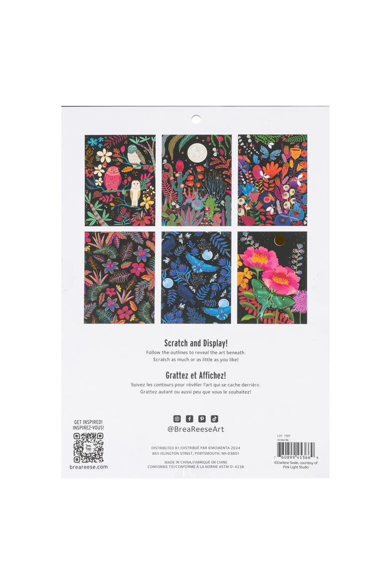Scratch Art Paper Pad Owl & Moon 6 Designs, Alternate, color, Multicolored