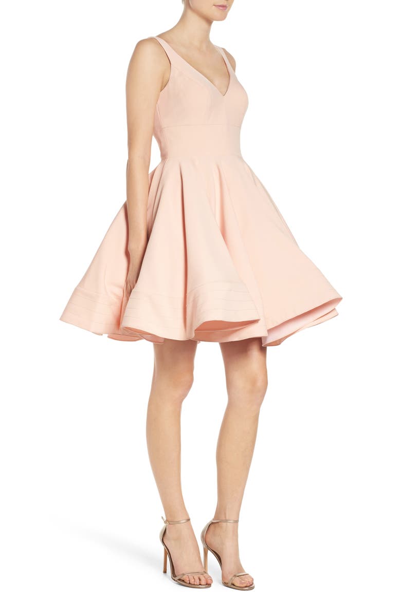 Sequin Fit & Flare Cocktail Dress, Alternate, color, BLUSH