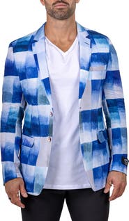 Maceoo Unconstructed Marthyr021 Blue Cotton Patchwork Blazer