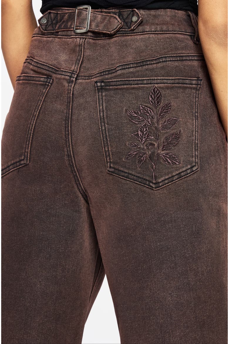 Echo Embroidered Pocket Cropped Jeans, Alternate, color, Brown