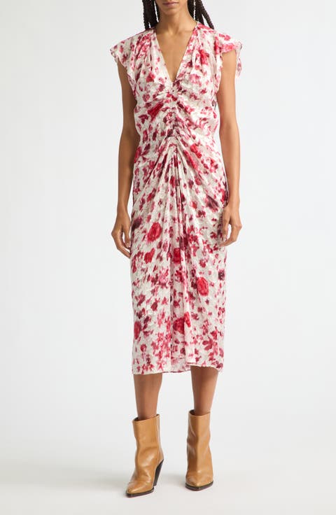 Lyndsay Floral Burnout Devoré Georgette Midi Dress