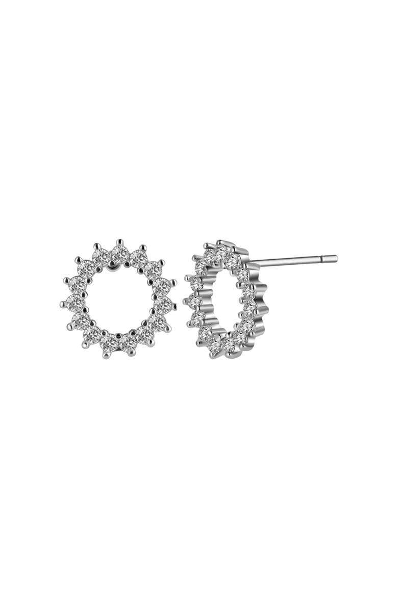 Crystal Halo Stud Earrings, Main, color, Silver