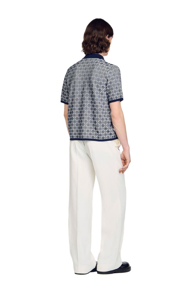 SANDRO Square Cross jacquard shirt, Alternate, color, Navy Blue