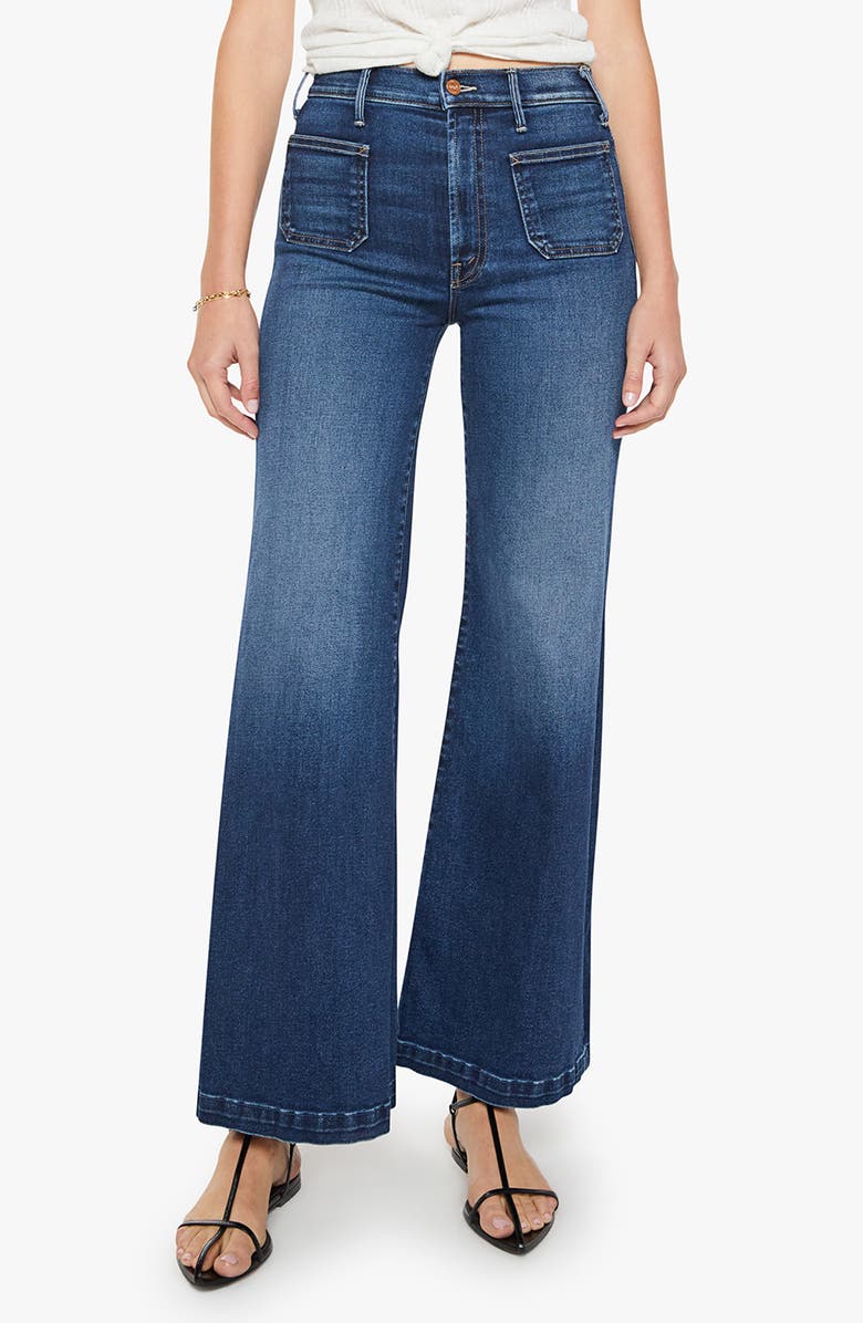MOTHER The Hustler Roller Sneak High Waist Wide Leg Jeans, Main, color, Taking Chances