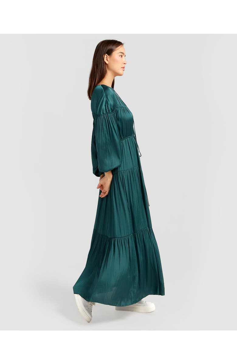 Belle & Bloom Window Seat Tiered Maxi Dress, Alternate, color, Dark Green