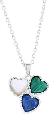 SIMONA Sterling Silver Clustered Heart Pendant Necklace
