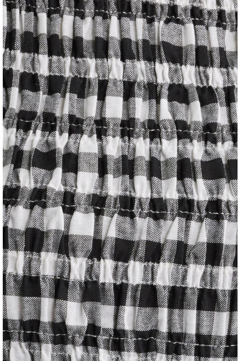 Maelle Gingham Smocked Two Tone Midi Dress, Alternate, color, BLACK