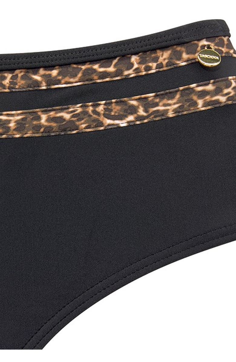 LASCANA Leopard Trim Mid Rise Bikini Bottom, Alternate, color, Leopard Black