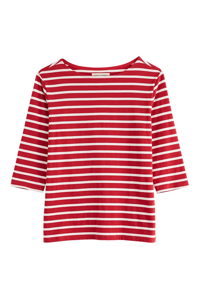 Sailor Organic Cotton Breton T-Shirt, Alternate, color, BRETON FIRE GLOW