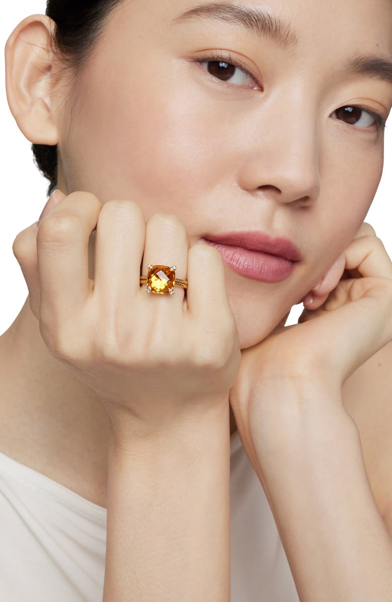 David Yurman Châtelaine<sup>®</sup> Citrine, Diamond & 18K Gold Ring, Alternate, color, 